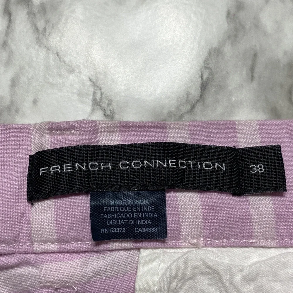 FRENCH CONNECTION Mens Shorts Size 38 Pink Striped Button‎ Fly Chino